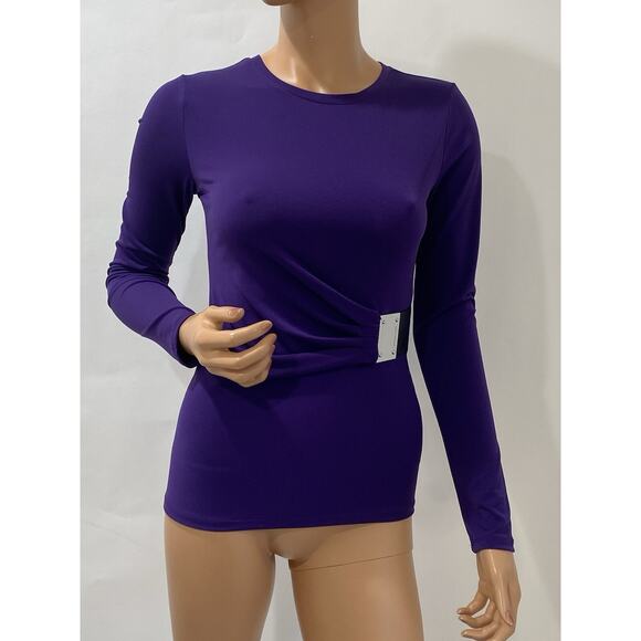 michael kors blouse purple XS jersey long sleeves - Picture 1 of 13